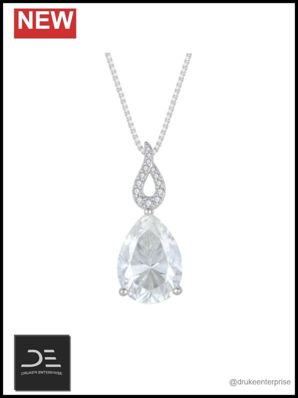 6ct Pear Moissanite Pendant Necklace 925 Sterling Silver VVS1 Teardrop Dangle
